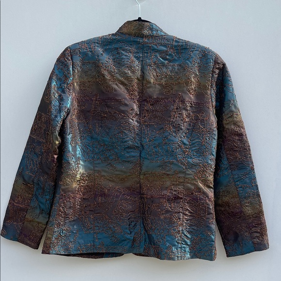 Chico's Iridescent/ Bronze Embroidered Blazer-Size 1 - Picture 3 of 12